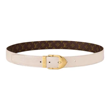 LOUIS VUITTON Leather, Metal, Canvas, Metal Leather Belts Unisex White 3CM