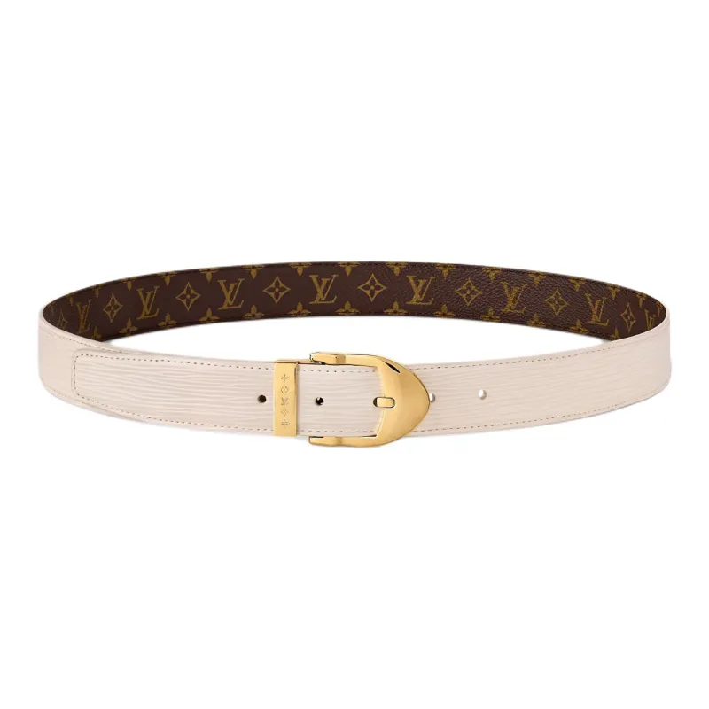 LOUIS VUITTON Leather, Metal, Canvas, Metal Leather Belts Unisex White 3CM-0