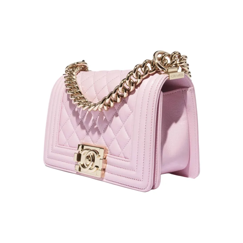 CHANEL Calfskin Shoulder Bag Small Size Women's Light Pink Red-3
