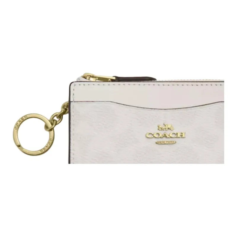 COACH Coated Canvas Card Holder Mini Women's White & Chalk-1
