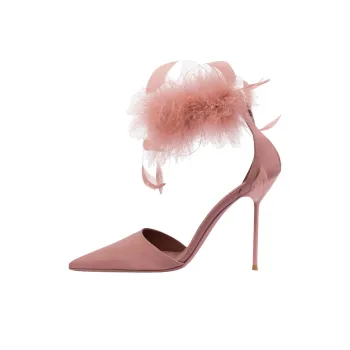 Paris Texas Lidia Feather Ankle Strap Pumps