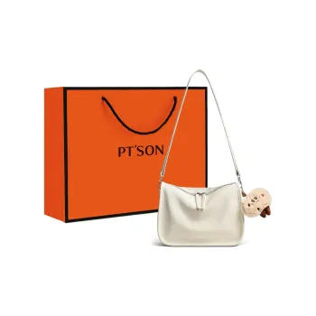 PT'SON Synthetic Leather Crossbody Pillow Bag Shoulder Bag Regular Women's Ecru/Black