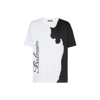 BALMAIN Tiger Print Short-Sleeved T-Shirt T-Shirt Men's White