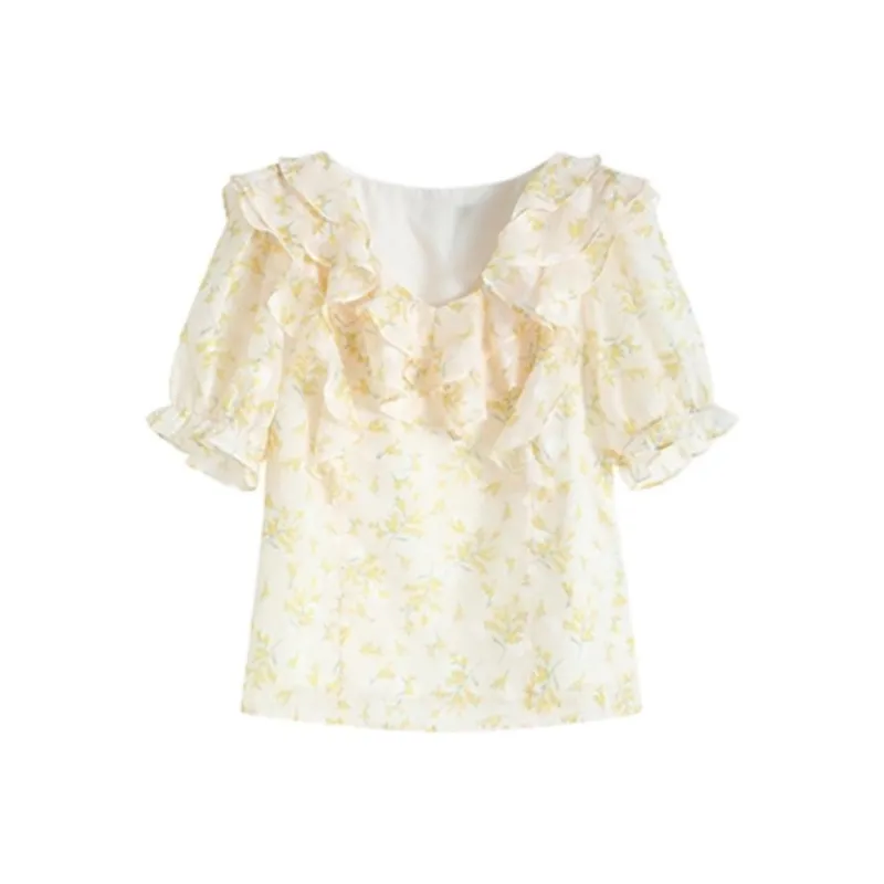 PLANE DRIFT Shirt Women's Yellow Flower-2