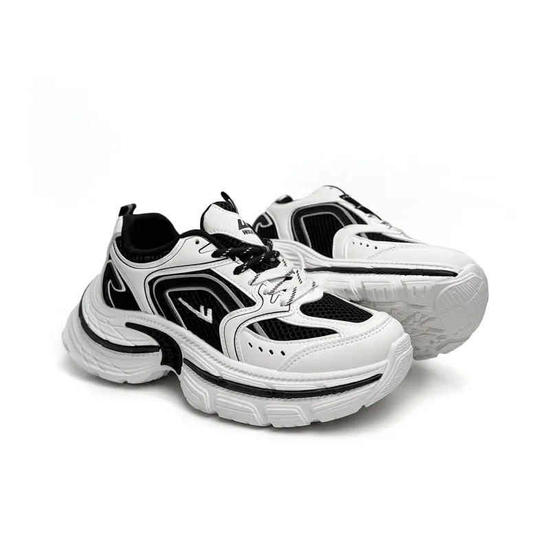 Warrior Warrior Low-Top Chunky Sneakers Women's White Black-1