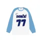 White Body with Light Blue Sleeves