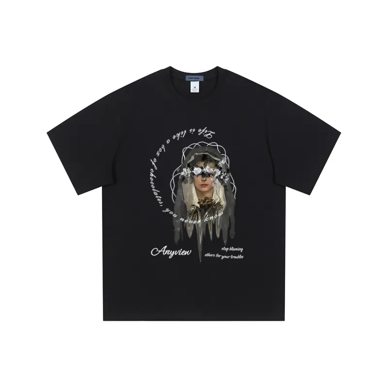 Anyveiw Drop Shoulder Sleeve T Shirt Unisex-0