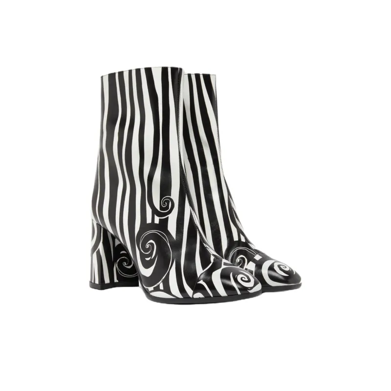 Carel Donna Ankle Boots 8.5cm Women's Black White-2
