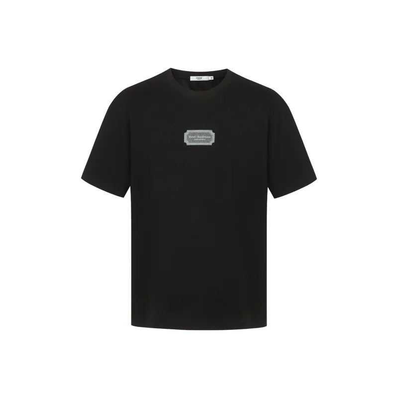 FERRE Logo Solid Color Letter 3D Effect Embroidery Crew Neck Short-Sleeved T-Shirt Men's-2