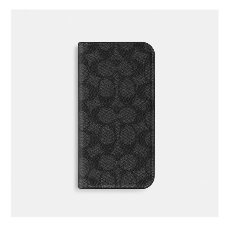 COACH Coated Canvas Material 3 Card Slots Phone Cases Compatibility With IPhone 16 Business Formal-1