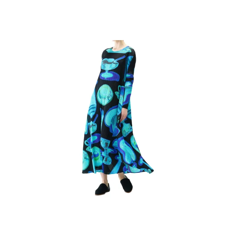 PLEATS PLEASE ISSEY MIYAKE Abstract print Midi Dress-4