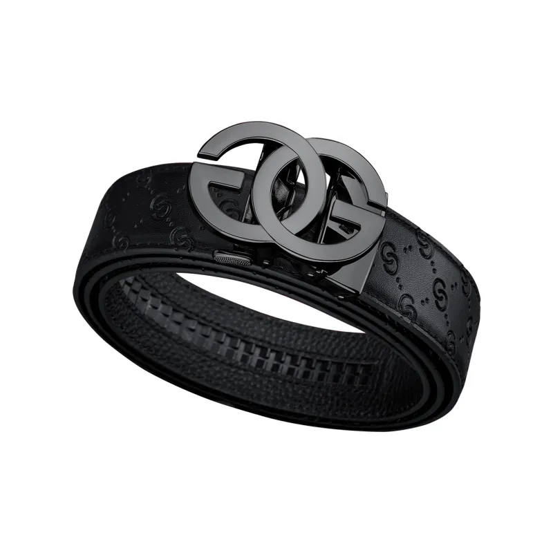 WilliamPOLO PVC Leather Belts Men's Gunmetal 3.5cm Width-13