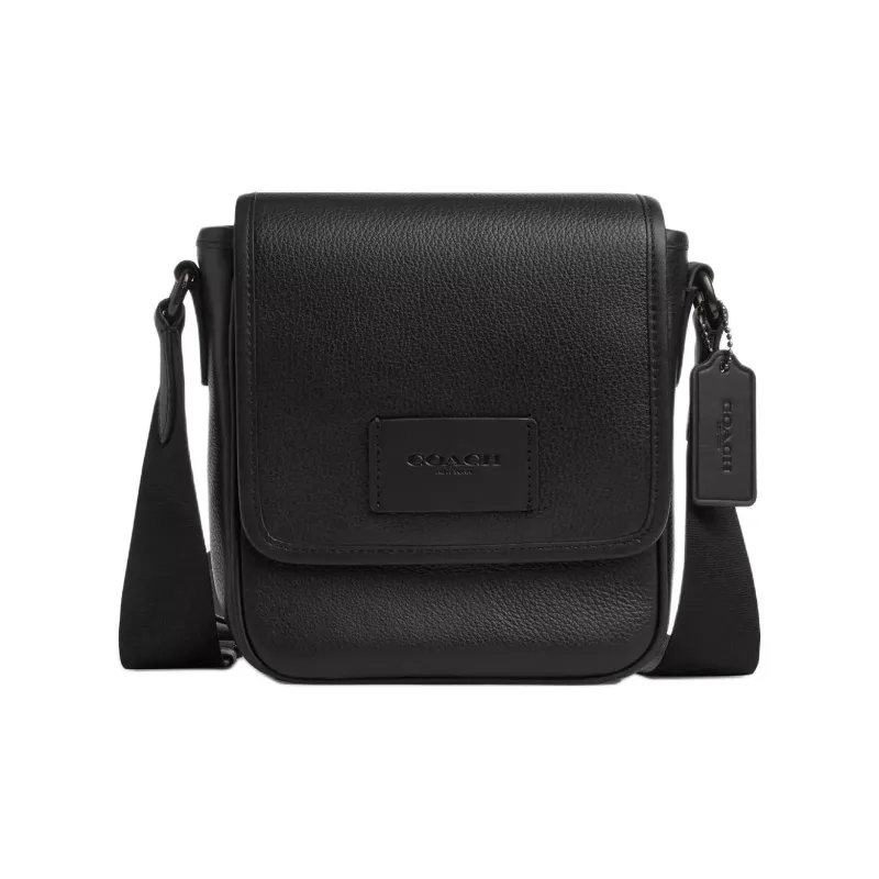 COACH LUCAS Smooth Calf Leather Shoulder Bag, Crossbody Bag Mini Men's Black-0