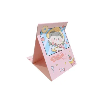 XIBI Cartoon Folding Mirror Desktop Standable Large Size Makeup Mirror For Students' Dormitory Portable Dressing Mirror