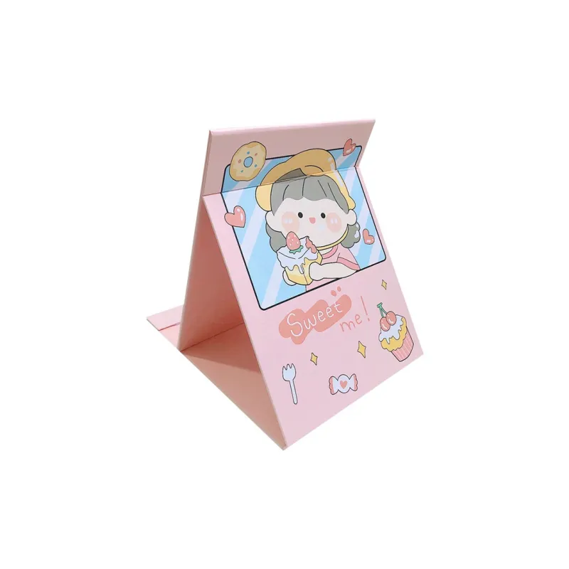 XIBI Cartoon Folding Mirror Desktop Standable Large Size Makeup Mirror For Students' Dormitory Portable Dressing Mirror-0