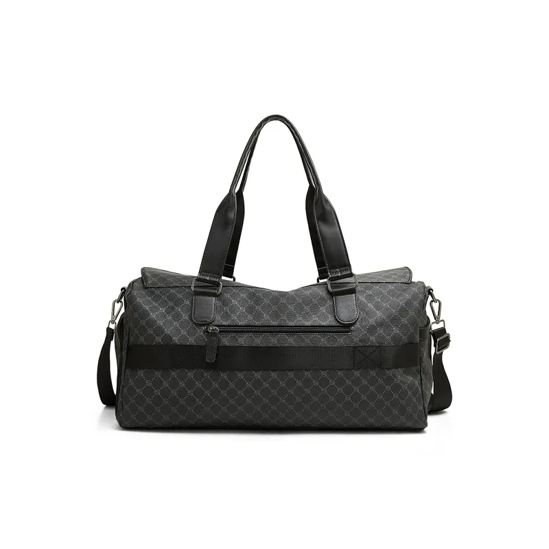 Old Man's Head Synthetic Leather Travel Bag Men's Black-2