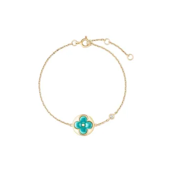 LOUIS VUITTON 18K Gold, Diamond, Amazonite Bracelets Unisex Gold
