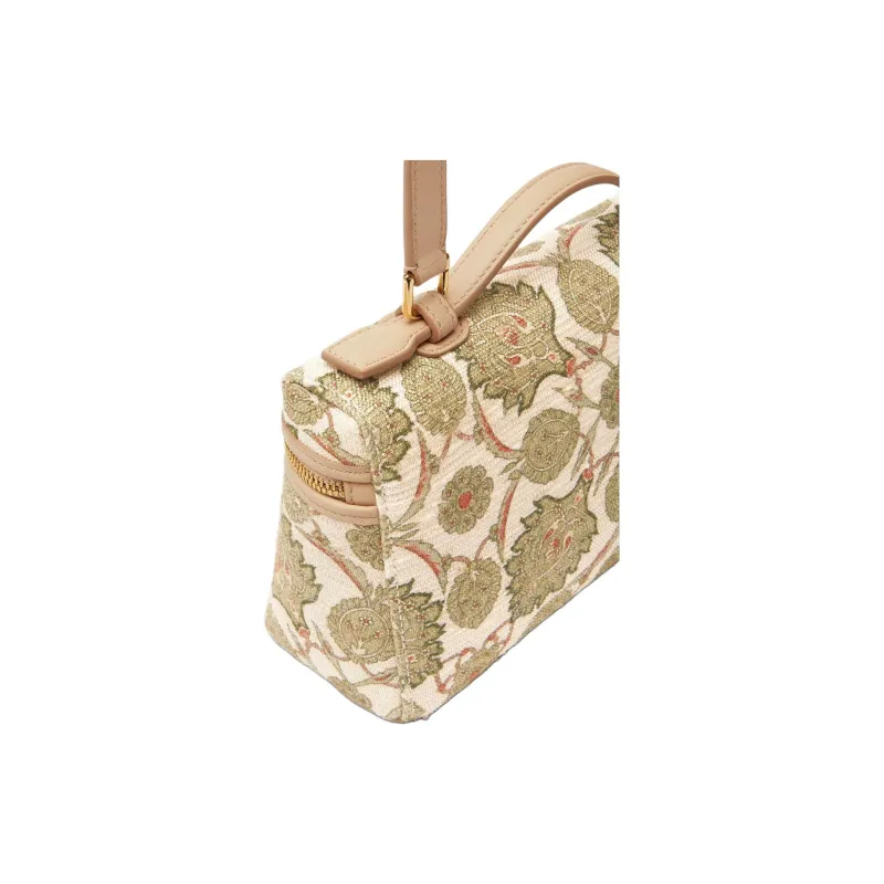 Loro Piana ExtraPocket Silk With Cow Leather One Shoulder Handbags Women's Sunset Glow & Green Fluorite & Sun Gold-5