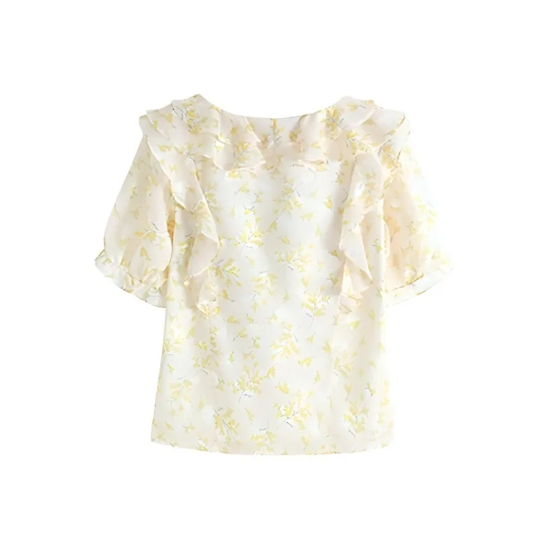 PLANE DRIFT Shirt Women's Yellow Flower-1