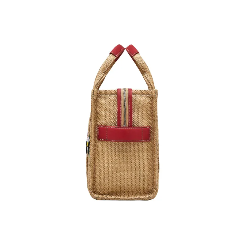 MARC JACOBS The Medium Tote Embroidery Daisy Raffia Natural-1