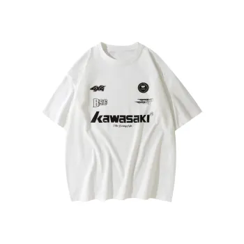 Kawasaki Drop Shoulder Sleeve T Shirt Unisex White