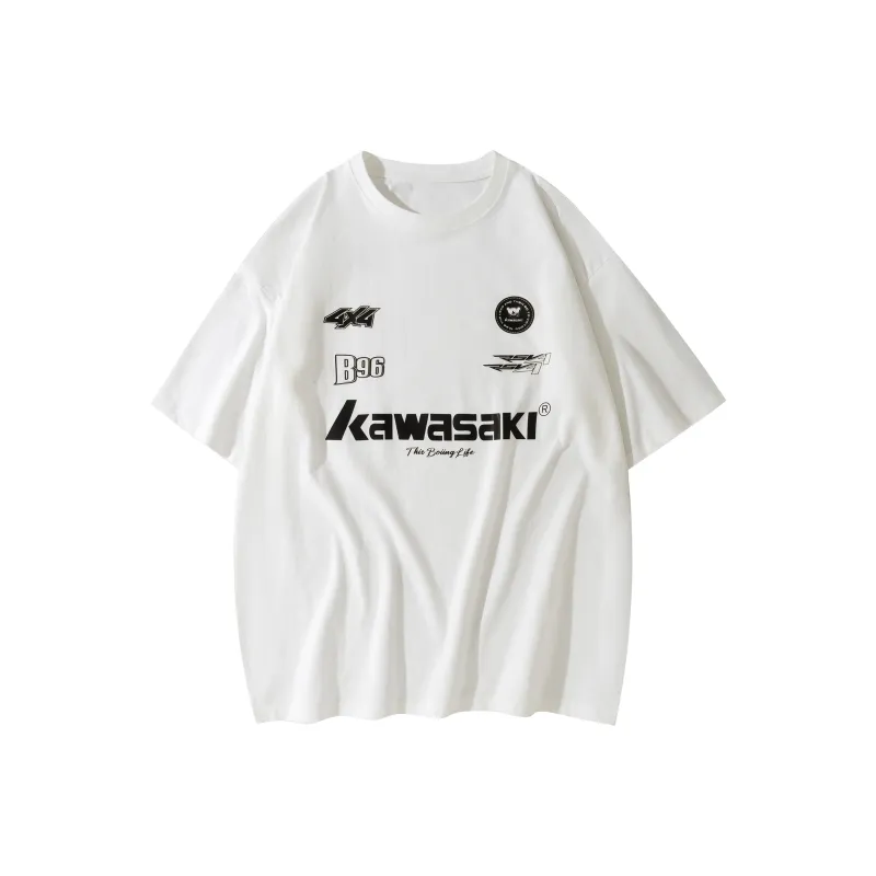 Kawasaki Drop Shoulder Sleeve T Shirt Unisex White-0