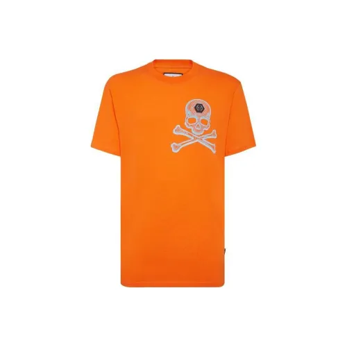 PHILIPP PLEIN T-Shirt Round Neck Ss Skull&Bones T-Shirt Men's Orange