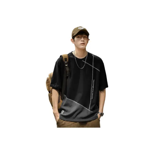 Tonlion T-Shirts Men Black