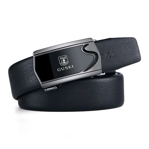 GUSKI Top Grain Cow Leather Automatic Buckle Belt, Husband Elegance Premium Belt Men's Width 3.5cm