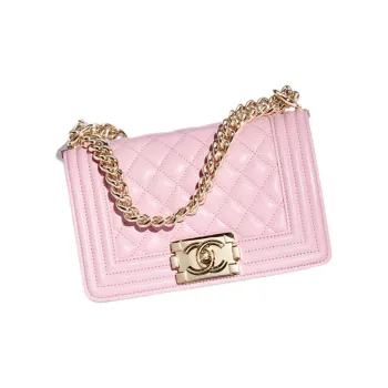 CHANEL Calfskin Shoulder Bag Small Size Women's Light Pink Red