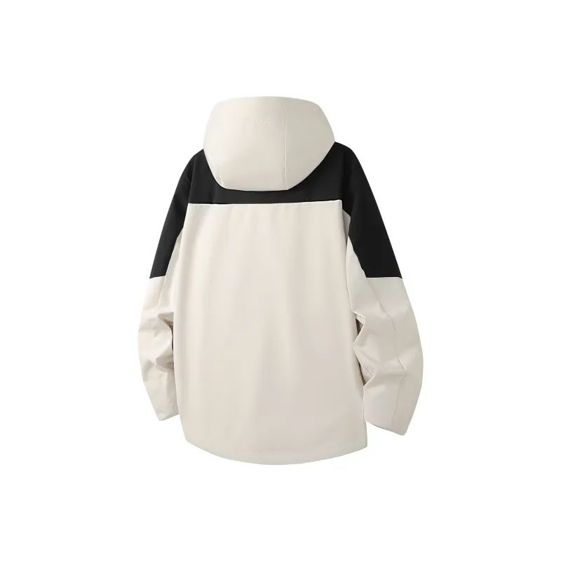 Feiyue Water Resistant Windproof Warm Water Repellent Cold Resistant Rainproof Windbreaker Jacket Unisex Ivory White-1