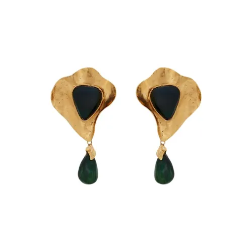 SAINT LAURENT Brass Resin Clip On Earrings Women's Gold