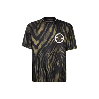 Roberto Cavalli Tiger print Logo patch Silk T shirt