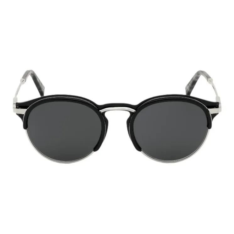 OMEGA Metal Round Sunglasses Men's Black-1
