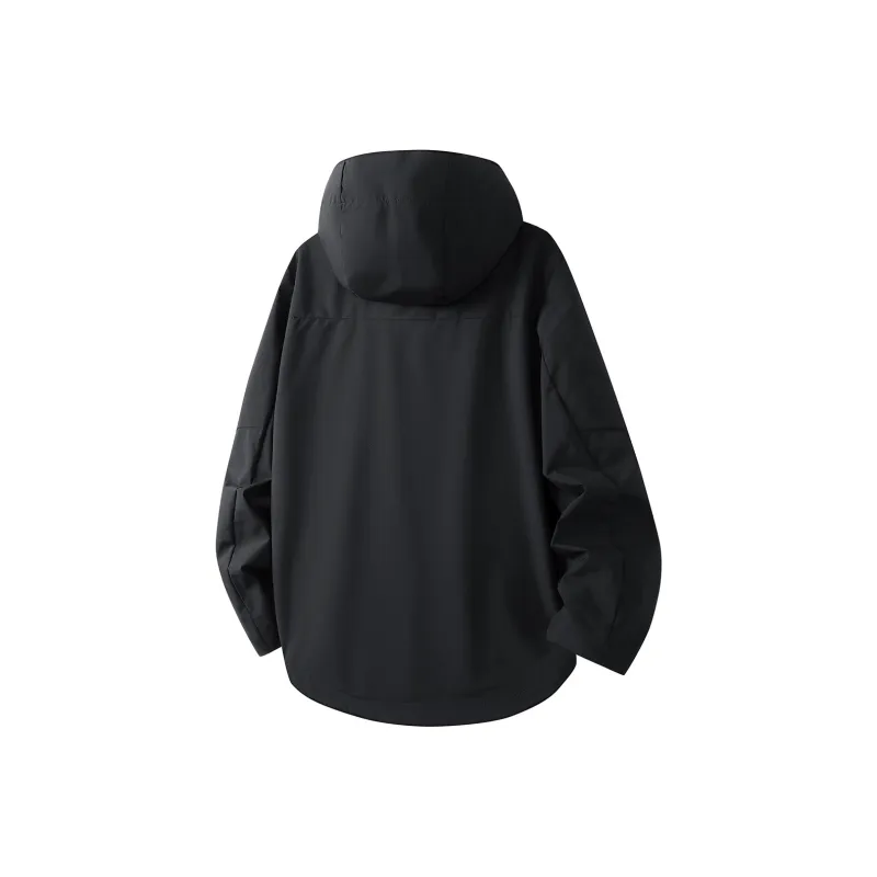 Feiyue Water Resistant Windproof Warm Water Repellent Rainproof Windbreaker Jacket Unisex Black-1