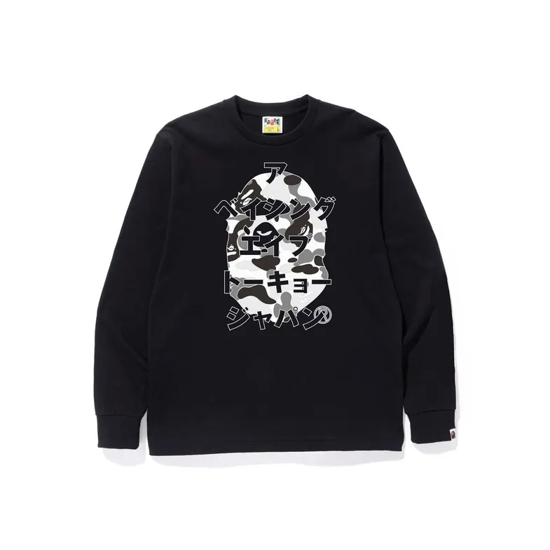 Bape Abc Camo Japanese Letters Long Sleeve Tee-0