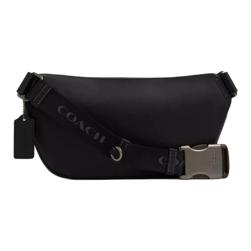 COACH Elias Signature Coated Canvas Crossbody Fanny Pack Tubas Unisex Black Gray-1