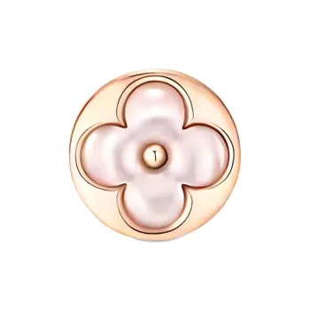 LOUIS VUITTON 18K Rose Gold, Mother Of Pearl Stud Earrings Women's Pink