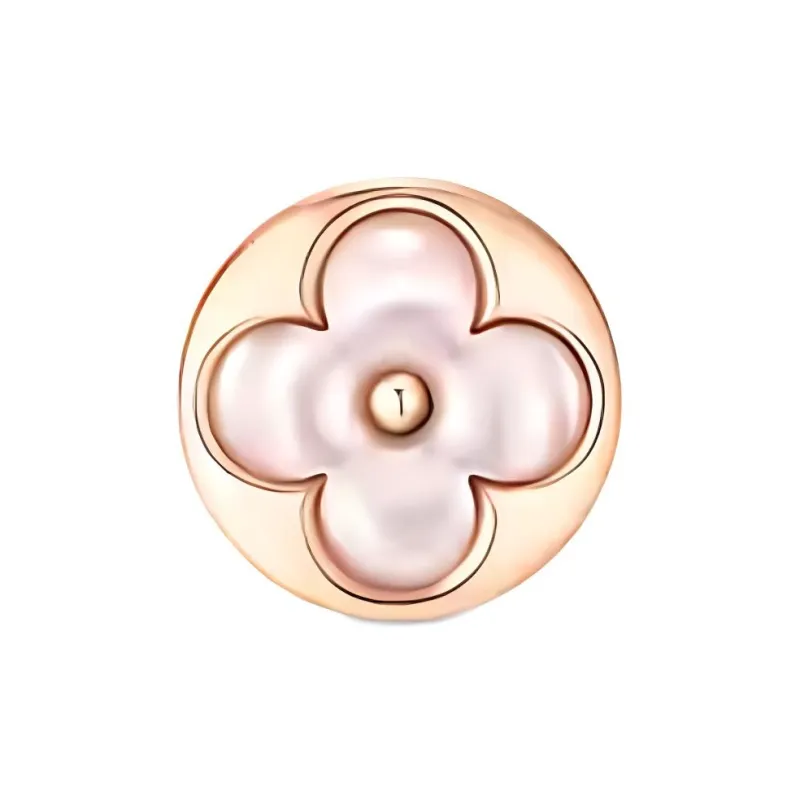 LOUIS VUITTON 18K Rose Gold, Mother Of Pearl Stud Earrings Women's Pink-0