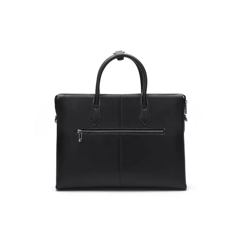 ELLE HOMME Cow Leather Briefcase Regular Men's Black-3