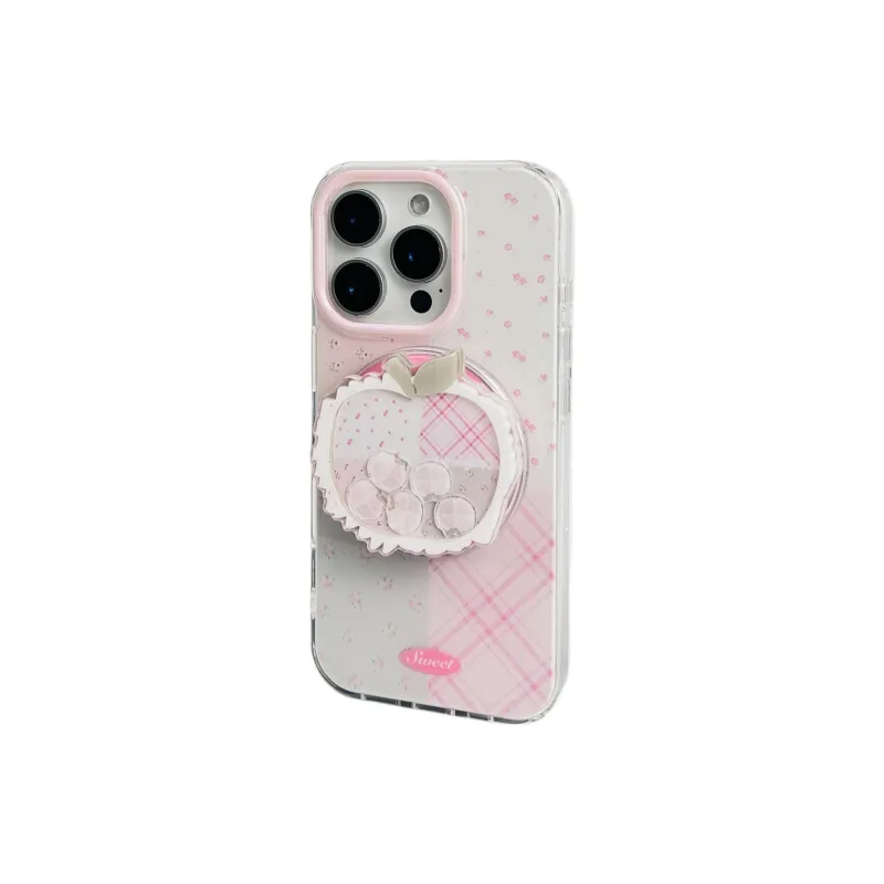 Sopi Acrylic Material Ins Patchwork Pink Floral Phone Cases Compatible With IPhone 16/15 Pro Max/Apple 13/14 Pro/Max-2