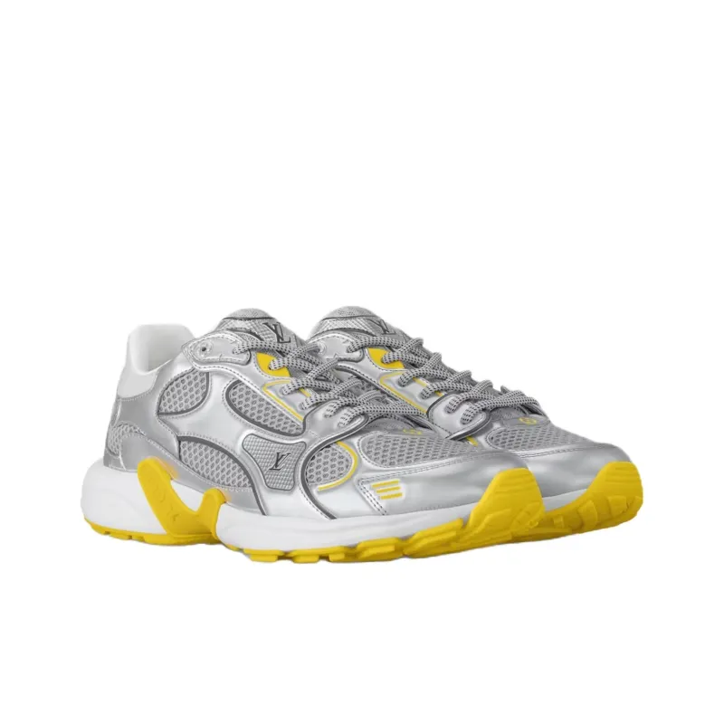 LOUIS VUITTON Olympia Low Top Casual Shoes Women's Silver Yellow-2