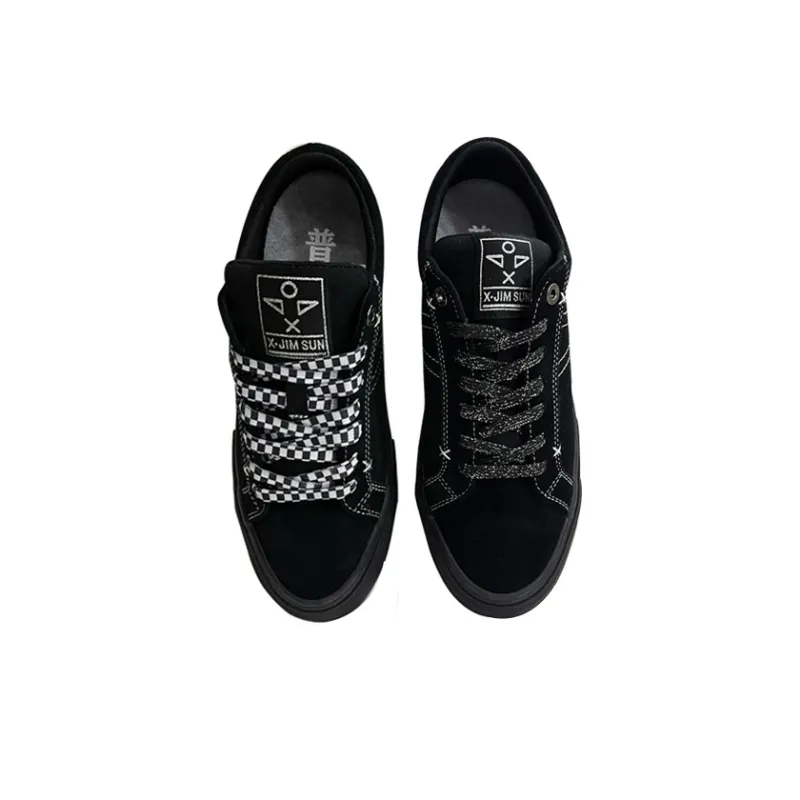 HEISEJINGDIANLINGXINGTU x X JIMSUN Coverage Balance Support Low Top Skateboard Shoes Unisex Black-1