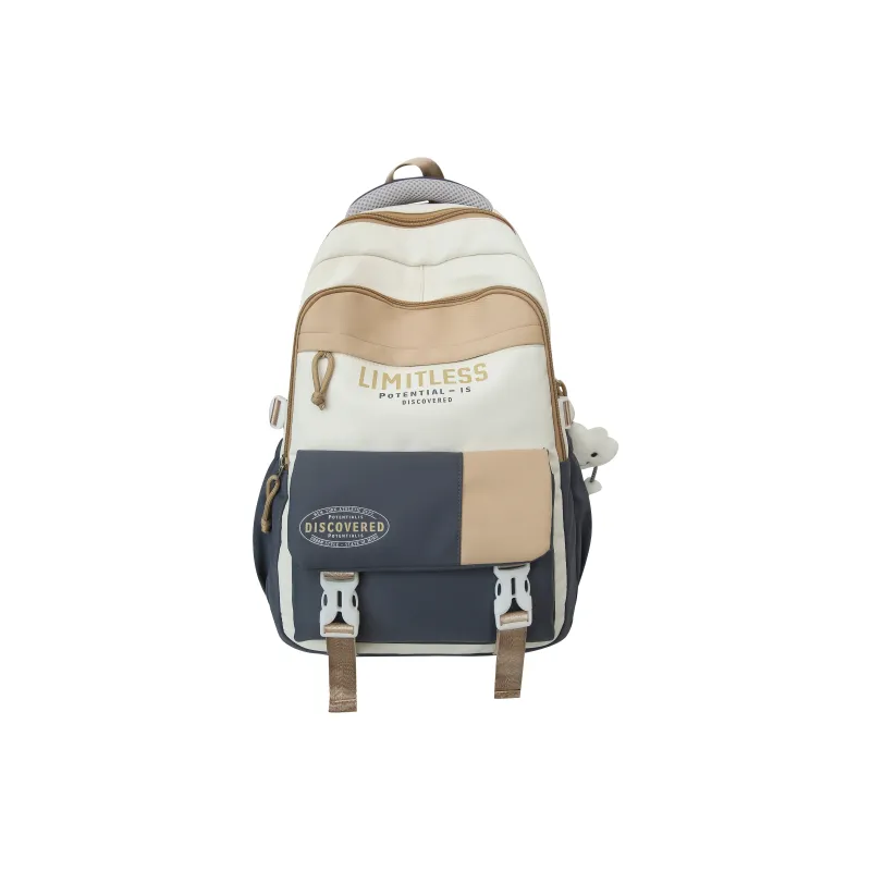 Deli Bear Nylon Backpack Unisex Black/Red & Blue/Pink & Blue/Blue & Red/Gray & Khaki-10