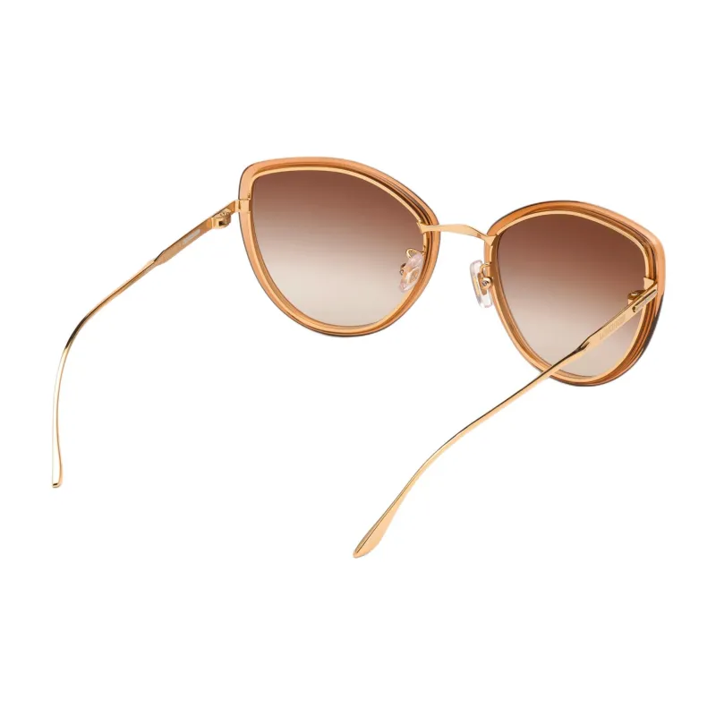 LONGINES Palladium Cat Eye Sunglasses Women's Brown-1