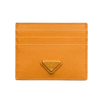 PRADA Calfskin Card Holder Women's Amber
