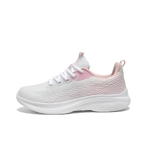 BIANSULONG Cushioning Wear Resistant Low Top Casual Running Shoes Women's White Pink