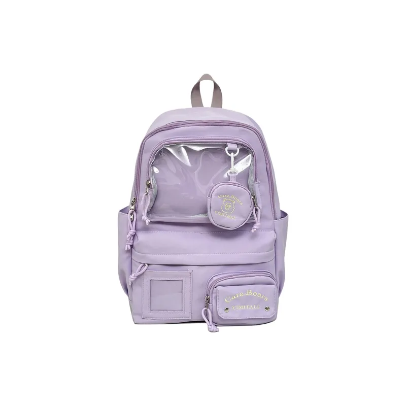 Deli Bear Nylon Backpack Women's White/Blue/Black/Yellow/Purple-16