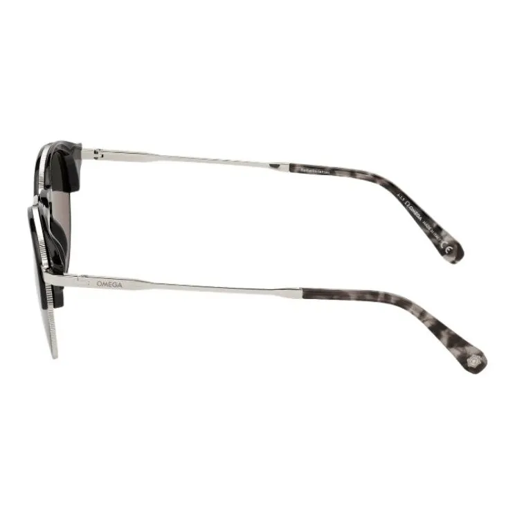 OMEGA Metal Round Sunglasses Men's Black-2
