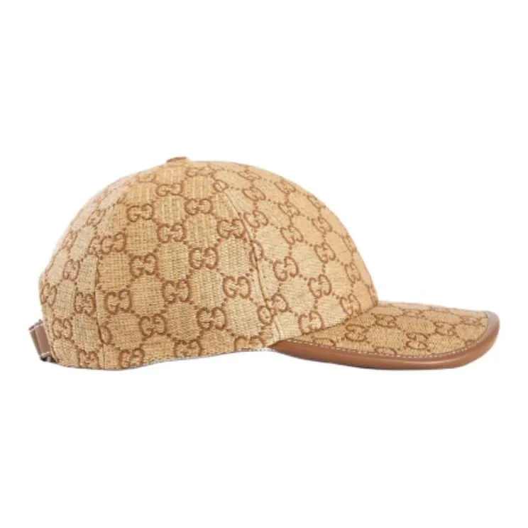 GUCCI Polyamide, Cotton Polyester, Calfskin, Canvas, Leather Baseball Caps Unisex Beige-2